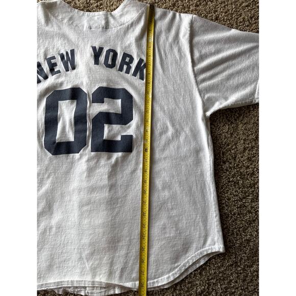 Vintage MLB New York Yankees #2 Jeter L/XL White Cotton Button Down Jersey - Picture 8 of 8